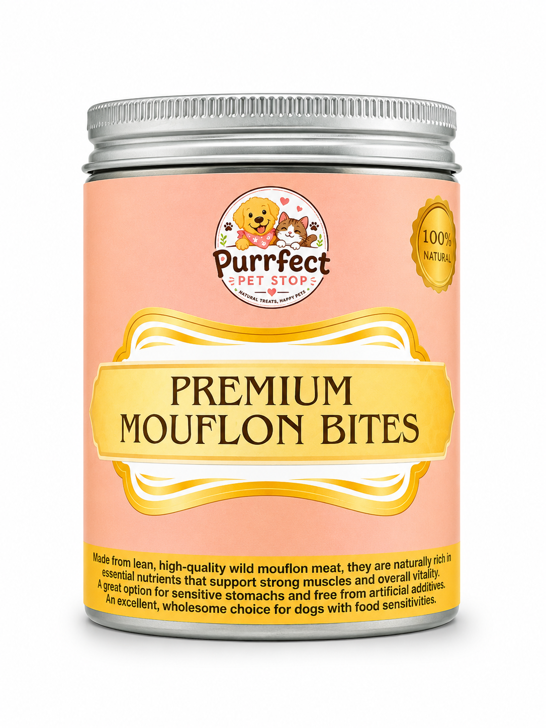 Premium Mouflon Bites for Dogs | Novel Protein Dog Treats | 50g Tin