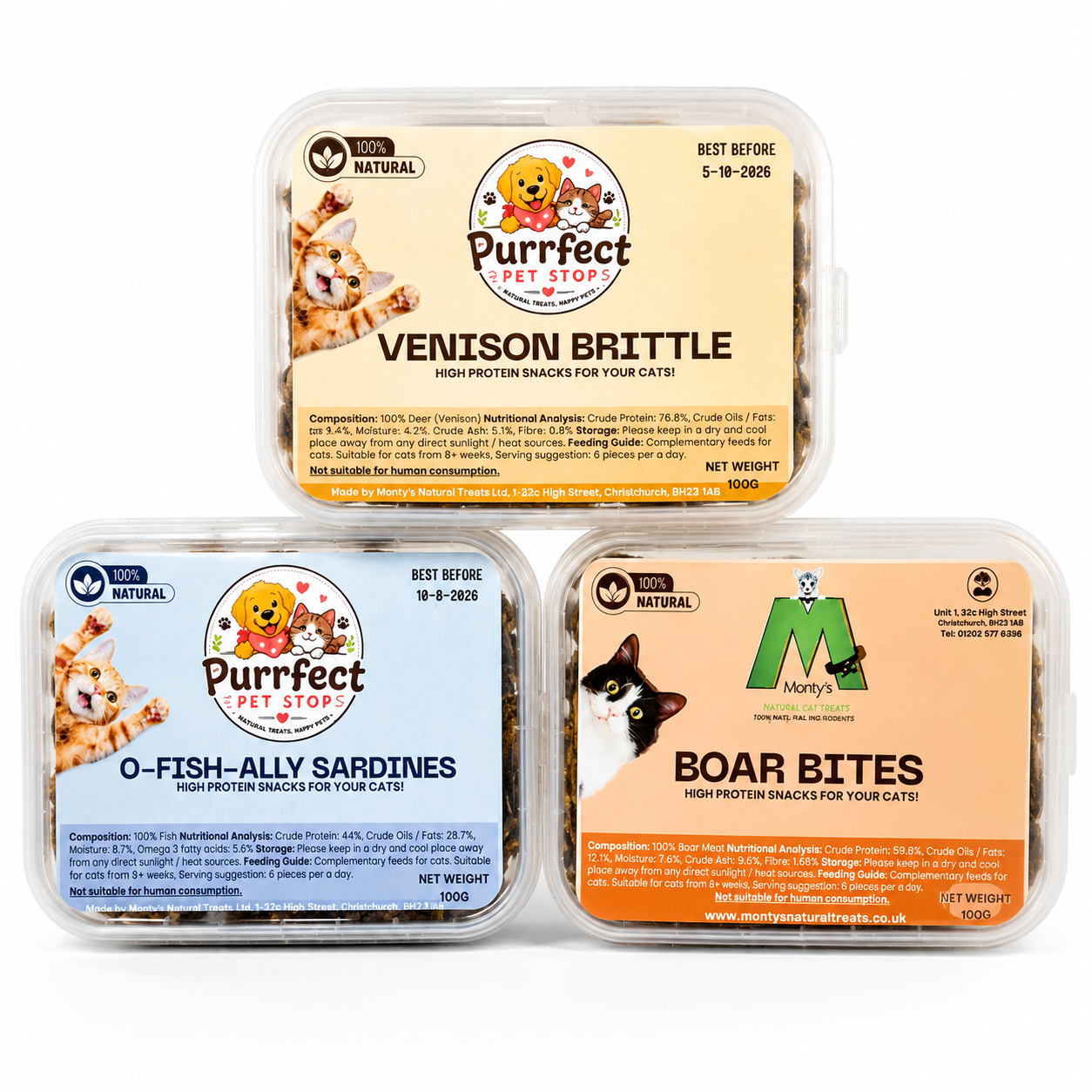 Natural Cat Treat Discovery Bundle | Worth £15.95+ | Only £12.99 | Sardines, Boar & Venison