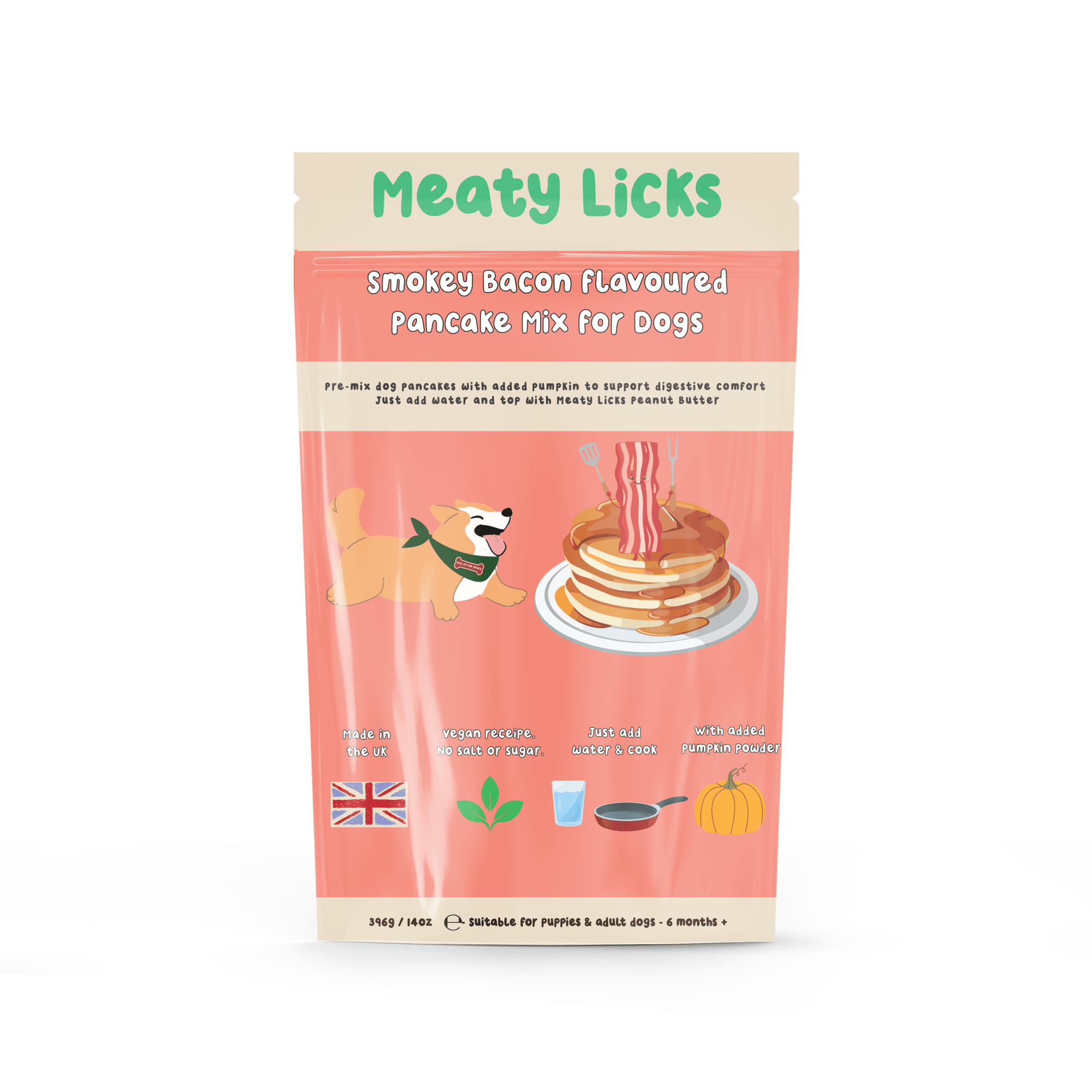 Bacon Flavour Dog Pancake Mix | Just Add Water | Homemade Dog Treat Mix 396g - Purrfect Pet Stop