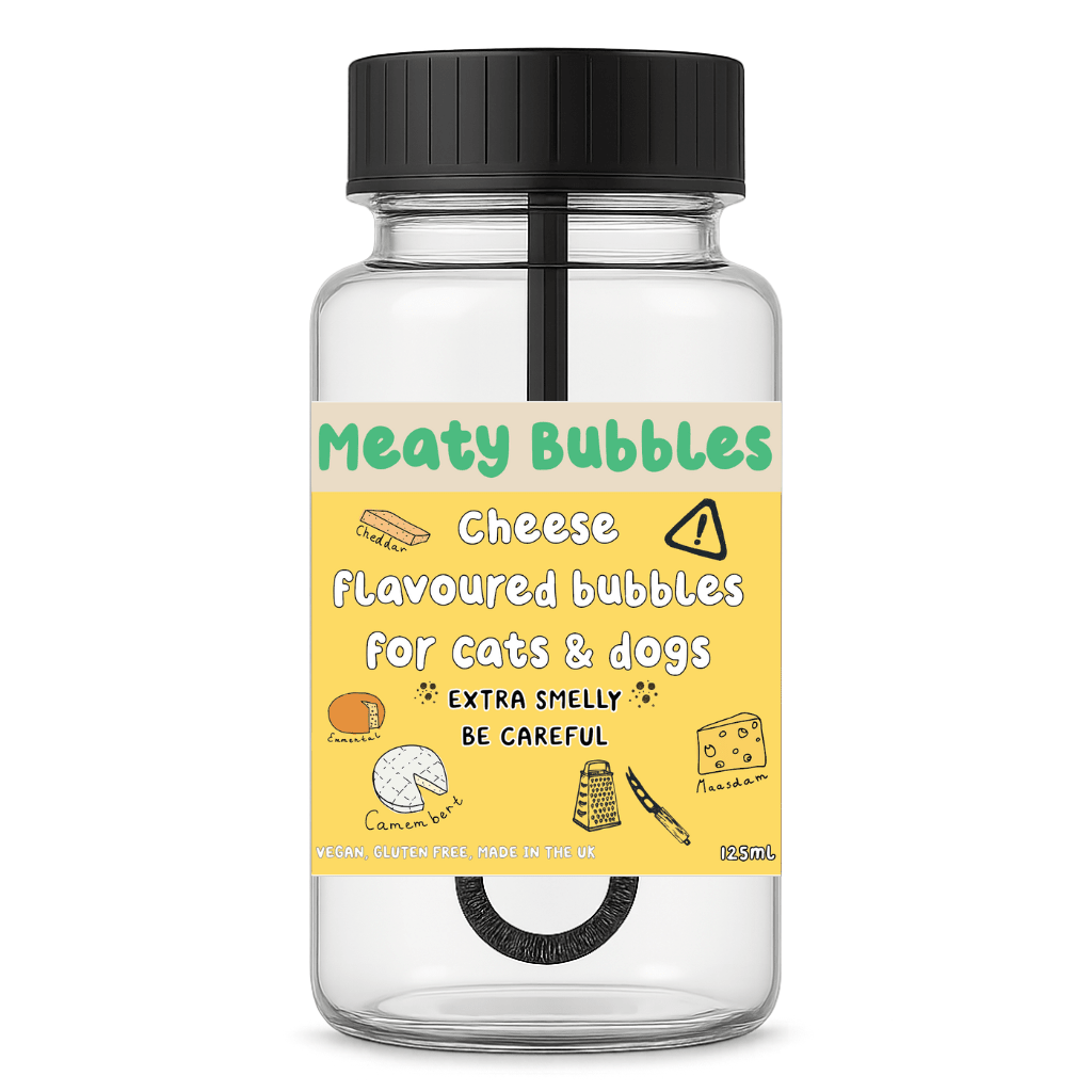 Cheese Meaty Bubbles for Dogs & Cats | Pet Safe Scented Bubbles | 125ml - Purrfect Pet Stop
