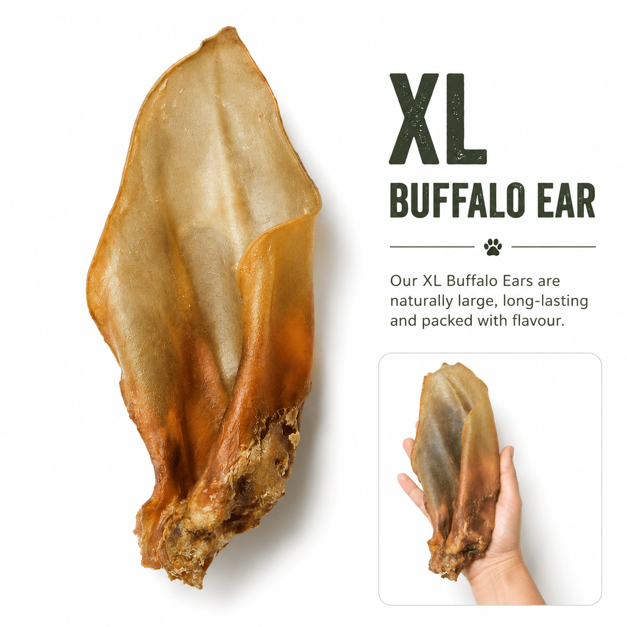 XL Buffalo Ears for Dogs | Natural Chew Treat - Purrfect Pet Stop